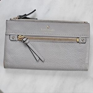 Kate Spade Gray Pebble Leather Wallet GUC
